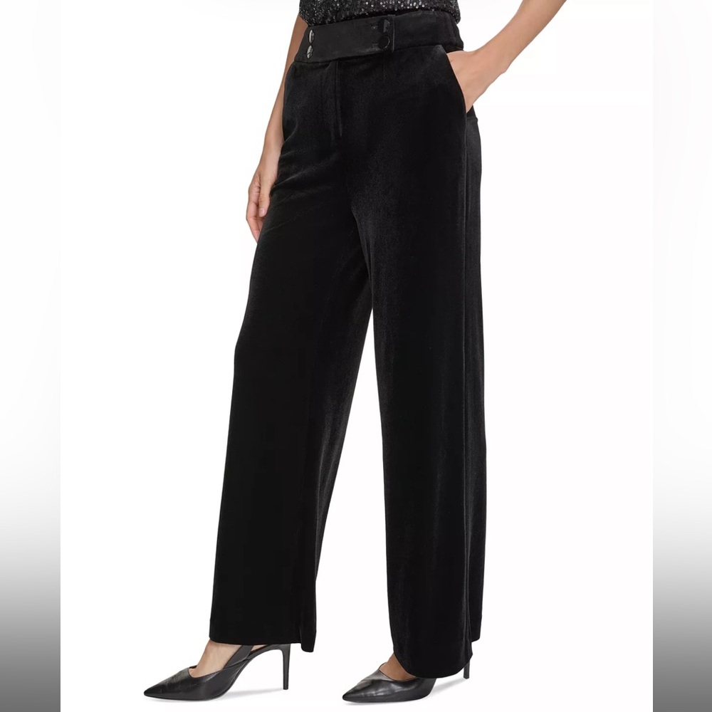Women's Velvet High-Rise Wide-Leg Pants Size 14